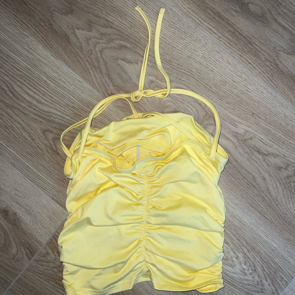 Yellow Ruched Halter Top